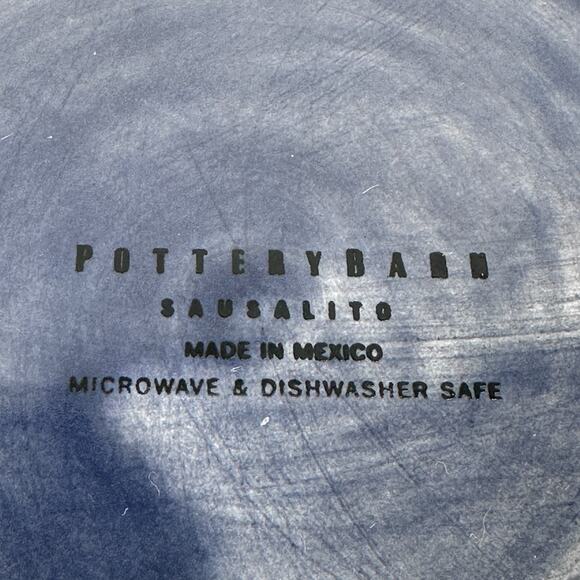 Pottery Barn Sausalito Dinner Plates 12.5" Sapphire Blue Round Lot of 2 - Picture 5 of 6